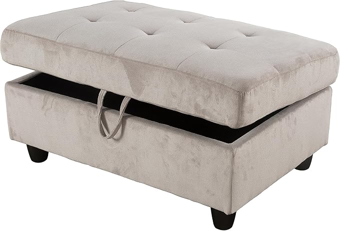 Ottoman Rectangular Storage Ottoman Bench, Footrest Stool Footstool with Lid for Living Room, Bedroom, Entryway, Brown, 37.5"x25.5"x19.5"