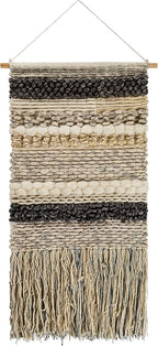 Mark&Day Wall Art, Mureck Bohemian Farmhouse Medium Gray Macrame Tapestry Wall Hanging for Living Room, Bedroom, Office or Kitchen (48"H x 24"W)