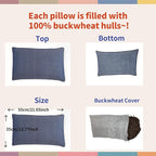 Buckwheat Pillow for Sleeping-Breathable for Cool Sleep,Cervical Support for Back and Side Sleepers(Organic Buckwheat Hulls),Korean Style,Standard Size 22"x14"(1pc).Navy Blue Color