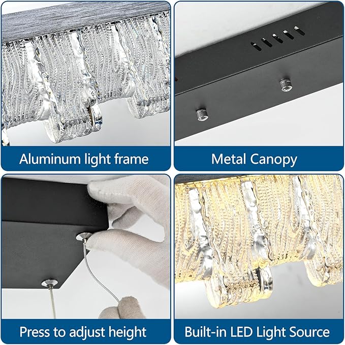 Modern Pendant Lights Kitchen Island, 50" Minimalist Dimmable LED Linear Light Fixture Silvery Gray Aluminum Bar Lights Hanging for Dining Room, Kitchen, Restaurant, Living Room