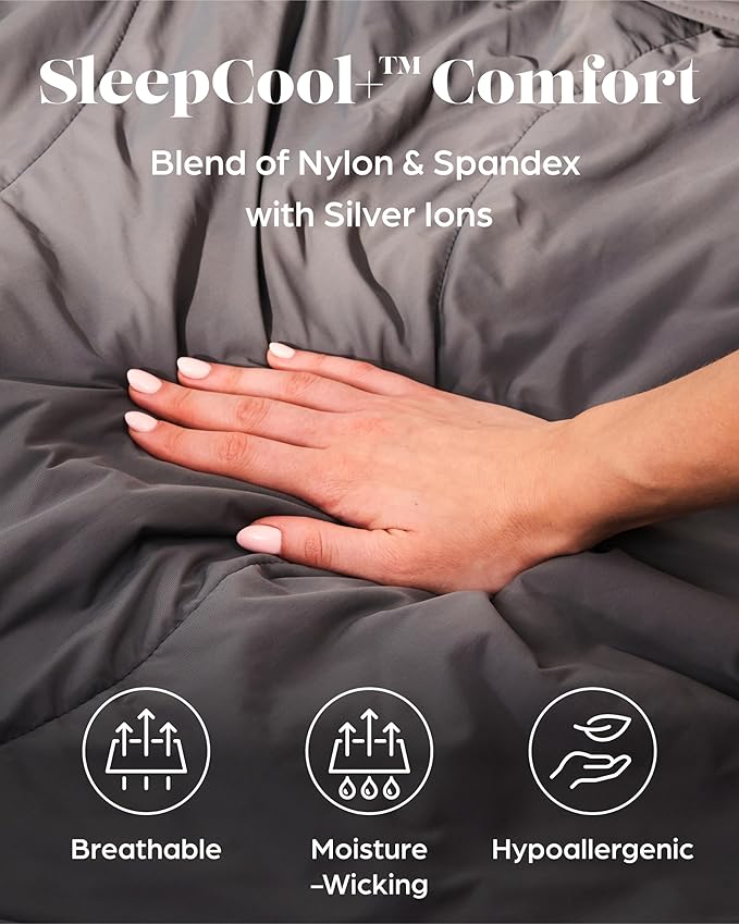 Cooling Comforter Blanket for Hot Sleepers, Twin Soft Cooling Blanket, Cool Bedding for Night Sweats, All-Season Breathable Premium Bedding Lightweight Comforter 68''x90'' - Twin Dark Grey