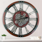 30Inchs Moving Gears Wall Clock, Oversized Wall Clocks, Clock Living Room Decor, Solid Wood Frame, Battery Operated, Large Wall Clock with Steampunk Industrial for Fireplace(Black Walnut)