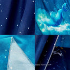 Ocean Print Kids Bed Canopy, Girls Princess Canopy Dreamy Room Decor, Soft Hanging Reading Nook Play Tent Canopy, Extra Large Full Size Bed Canopy with String Light