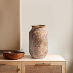 Rustic Terracotta Vase, Farmhouse Ceramic Vase, Decorative Clay Vintage Vases for Home Decor, Living Room,Table, Shelf Decor, 9 inch, Brown