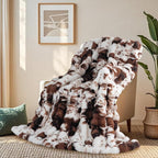 Touchat Cow Print Blanket for Couch, Faux Fur Throw Blanket, Super Heavy Warm Cozy Blankets for Bed Sofa, Bubble Plush Fuzzy Soft Mink Blanket for Living Room Bedroom, Cow Brown