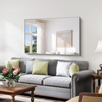 YIROMAN Bathroom Mirror 55"x36", Large Brushed Silver Bathroom Mirror for Over Sink with Aluminum Frame, Rectangular Vanity Mirror with Right Angle, Wall Mirror Hangs Horizontal or Vertical