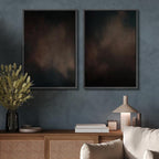 SIGNFORD Framed Canvas Print Wall Art Set Moody Dark Abstract Earth Tones Illustration Modern Art Decorative Nordic Nature for Living Room, Bedroom, Office - 24"x36"x2 Black
