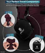 SNUGL Neck Travel Pillow - Memory Foam Airplane Pillow - Flight Pillow | Neck Support Travel Pillow with Carry Bag & Clip | Neck Pillows for Sleeping Travel Plane | Flying Travel Essentials - Dark Red