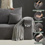 Boneless Cloud Couch Sofa for Living Room, 112" 3 Seater Grey Modern Lounge Sleeper Couch, No Assemble, Cordury Compression Upholstered Couches