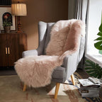 AMTOVO Faux Sheepskin Rug, Pink Ultra Soft Fluffy Shag Area Rug, 2 x 6 ft Faux Fur Rug for Bedroom Sofa Throw Cushion Room Decor, Sheepskin