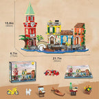 Venice Main Street Building Set for Adults, 2155 PCS City Riverside House Building Block Kit with Light Flower Shop Pizzeria, Home Decor Architecture Brick Model Women Men Teen Girl 12+