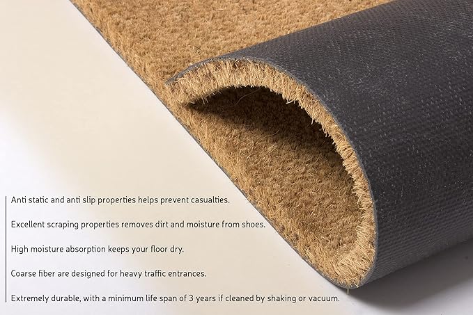 PLUS Haven Pure Coco Coir Doormat with Heavy-Duty Backing (Hello 1)