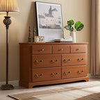 T4TREAM 7 Drawers Dresser Chests for Bedroom, Wood Vintage Chests of Drawers, Rustic Dressers Chset Organizer for Bedroom, Living Room, Hallway, Cherry