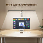 LED Double Head Desk Lamp,24W Brightest Architect Double Swing-arm Table Lamps,5 Adjustable Brightness Color Temperature ，for Workbench/Monitor/Home/Reading/Offices/Bedrooms/Dormitories