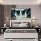 Waterfall Hand Painted Wall Art for Living Room - Mountains Wall Art for Office Decor - Landscape Big Wall Art for Living Room Size 29" x 59"