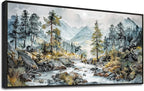 PHAOHUAXM Large Wall Art For Bedroom Wall Decor For Living Room Office Decoration Rivulet View Painting Forest Tree Landscape Watercolour Pictures Canvas Artworks Home Decor Black Framed 24x48 In