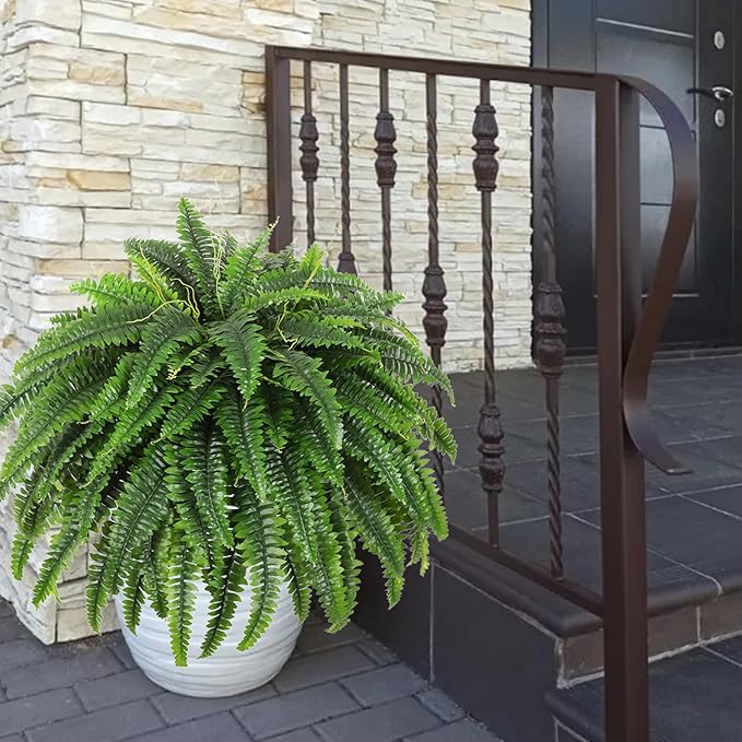 Single Silky Artificial Boston Fern Bush, 49Inch Large Artificial Ferns for Outdoors, Large Faux Ferns Artificial Plants,Suitable for Decorating Office, Living Room Faux Greenery,95Branches