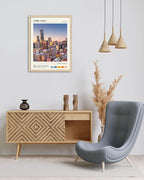 HesenDot Natural OAK Wood Chicago Cityscape Framed Wall Art,12x16in City Skyline Canvas Wall Print,Modern Urban Landmark Wall Decor for Living Room,Bedroom,Office Gallery Gifts Set of 1
