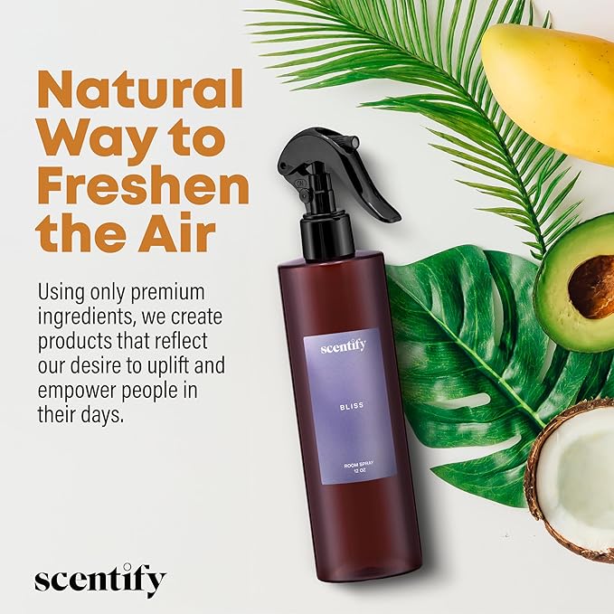 Scentify Bliss Odor Neutralizing Room Spray – Luxury Eucalyptus & Bergamot Fragrance, Instant Odor Eliminator for Home, Office & Car – 12oz