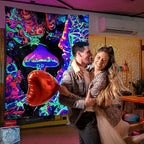 ADDWel Blacklight Mushroom Tapestry, Upright Tapestry Glow In The Dark, UV Reactive Black Light Tapestries Posters Wall Hanging for Bedroom Dorm Living Room Backdrop Decor (mushroom, 30" x 40")