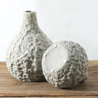 Stone Vases，Ceramic Bud Vase Set of 2,Minimalist Vases for Pampas Grass,Modern Vase for Wabi Sabi Home Decor, Shelf Decoration，Fireplace Decor,Coffee Table Decor
