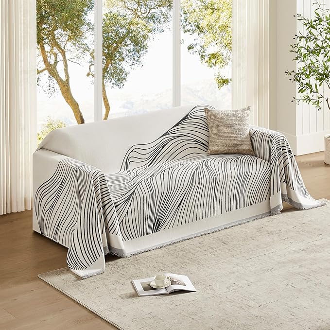 Boho Couch Cover Washable Sectional Couch Covers for Dogs Reversible Sofa Slipcover for 2 or 3 Cushion Couch Pet Friendly Furniture Protector (1# Heise, 71" x 134")