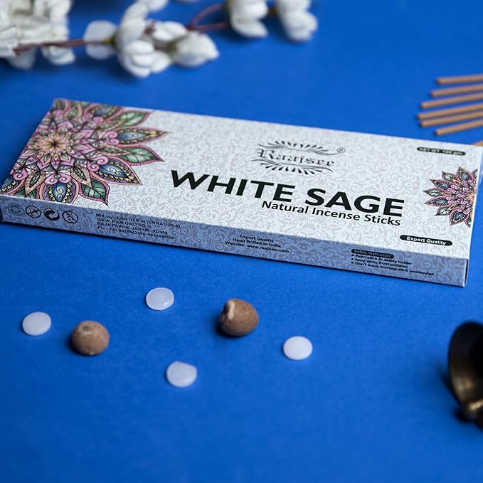 Raajsee White Sage Incense Sticks, 100%-Natural Charcoal Free Organic Non Toxic Clean Burning Handmade Insence Sticks 100 gm Pack, Meditation Gifts – Spritual Cleansing