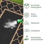 GENIMO Outdoor Rug Waterproof for Patio Decor, 6'x9' Reversible Plastic Straw Rug Carpet, Camping Mats for Outdoor, RV, Backyard, Deck, Balcony, Picnic, Black & Grey