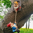 Climbing Gnomes Tree Faces Decor Outdoor for Yard, Adorable Gnome Elf Out Hugger Fairy Door Statue for Tree, Funny Garden Gnome Peeker Sculpture Yard Patio Art