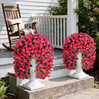 Artificial Faux Hanging Flowers Plants for Outdoor Outside Fall Decoration, 2 PCS Fake Silk Hotpink Daisy Mums Long Vines UV Resistant Realistic for Home Porch Patio Balcony Window Planter Pot