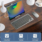 3 Wooden Drawers Night Stand, 27 Inch Wide Nightstand with Charging Station and Adjustable Drawers, Small Dresser for Closet, Bedside Table for Living Room/Bedroom/Office, Retro Brown.