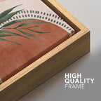 SIGNFORD Framed Canvas Print Wall Art Set Geometric Mid-Century Circle Plants Abstract Shapes Illustrations Modern Art Decorative Zen Bohemian for Living Room, Bedroom, Office - 16"x24"x2 Natural