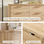 Okvnbjk Fluted 8 Drawer Dresser, 52" Wide Modern Wood Dresser for Bedroom, Chest of Drawers with Curved Profile Design, TV Stand & Storage Organizer for Living Room, Hallway