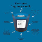 Hidden Label Large Scented Candle, On The Beach, 30oz 3 Wick Huge Candle, Serene Collection Slow Burn Natural Soy Candles for Home Scented