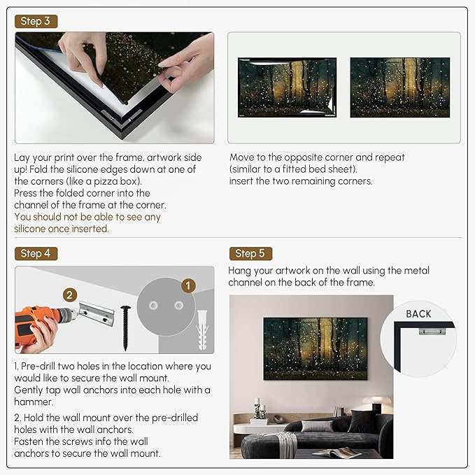 SIGNWIN 30"x60" Extra Large Framed Wall Art Magical Firefly Forest at Twilight, Enchanted Nature Scene for Home Living Room Bedroom Decor (Frame Assembly Required)