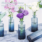 Navy Blue Glass Bud Vases Set of 12, Mini Ribbed Flower Vase for Centerpieces, Small Glass Vases in Bulk for Wedding Decorations, Vintage Vase for Table, Recepetion, Graduation, Home Décor