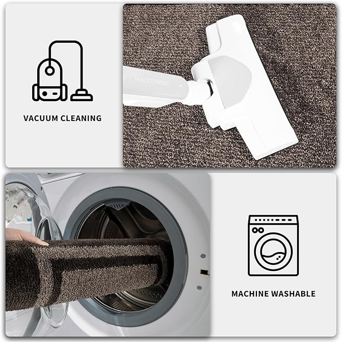 PURRUGS Dirt Trapping Door Mat 24" x 60", Non-Slip/Skid Machine Washable Entryway Rug, Shoes Scraper, Area Rug, Super Absorbent Welcome Mat for Muddy Wet Shoes and Paws, Grayish Brown & Coffee