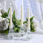 Woho Clear Ribbed Candlestick Holders 4.3" H Set of 6 for Wedding Table Centerpiece, Glass Taper Candle Holders for Holiday Home Decor, Vintage Candle Sticks Holder Decor for Thanksgiving Christmas