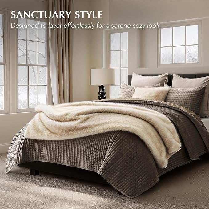 Luxury Faux Fur Throw Blanket, Soft Fluffy Faux Mink Blankets for Bed, Couch, Sofa, Thick Cozy Plush Warm Fur Throws with Reversible Velvet, Tipped Golden Fox, 50"x60"