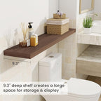 Fun Memories 48 Inch Deep Floating Shelves for Wall, 2 Pack of Long Wall Mounted Wood Shelves with Invisible Brackets for Bathroom, Bedroom, Living Room, Kitchen Decor and Storage, Brown