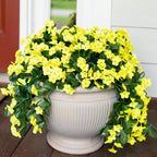 Artificial Faux Hanging Plants Flowers for Outdoor Fall Autumn Decor, 2 PCS Fake Silk Daisy Mums Yellow Orchid Long Vines UV Resistant Realistic for Outside Home Porch Patio Balcony Planter