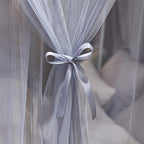 VETHIN 4 Corners Post Princess Bed Canopy Curtain Double Layer Cozy Drape Netting 4 Opening Mosquito Net for Girls & Adults Bedroom Decoration Accessories (Double Gray, 59" W*82" L*82"*H/(Queen))