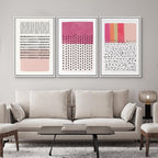 SIGNWIN Framed Canvas Print Wall Art Set Pink Geometric Color Block Collage Abstract Shapes Illustrations Modern Art Contemporary Minimal Ultra for Living Room, Bedroom, Office - 16"x24"x3 White