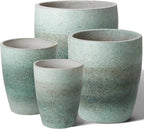 Emissary Bullet 9.5 in. Coastal Splash Ceramic Round Planter (9.5 in. L x 9.5 in. W x 12 in. H) with Drainage Hole