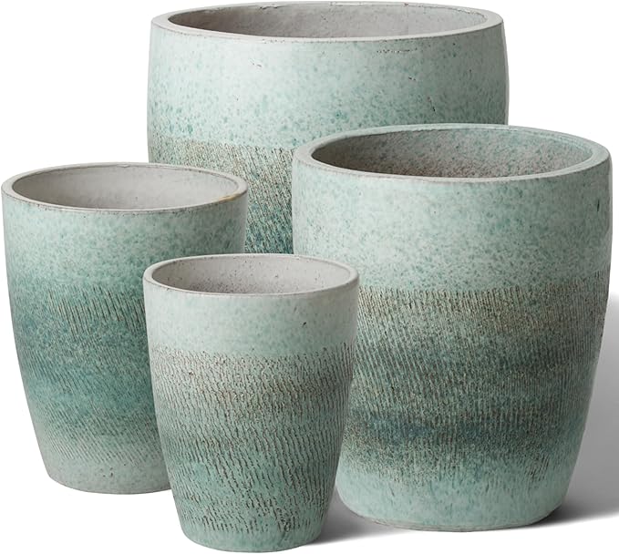 Emissary Home and Garden Bullet 11.5 in. Coastal Splash Ceramic Round Planter (11.5 in. L x 11.5 in. W x 14 in. H) with Drainage Hole