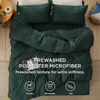 Bedsure Duvet Cover Full Size with Fitted Sheet - 4 Pieces Prewashed Cotton-Like Extra Soft Bedding Set, Includes 1 Duvet Cover 80x90 Inches, 2 Pillow Shams, 1 Fitted Sheet, Forest Green