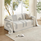 Boho Couch Cover Washable Sectional Couch Covers for Dogs Reversible Sofa Slipcover for 2 or 3 Cushion Couch Pet Friendly Furniture Protector (3# Heise, 91" x 134")