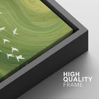 SIGNFORD Framed Canvas Print Wall Art Set Green Swirl Abstract White Birds Illustration Modern Art Decorative Nordic Nature for Living Room, Bedroom, Office - 16"x24"x2 Black