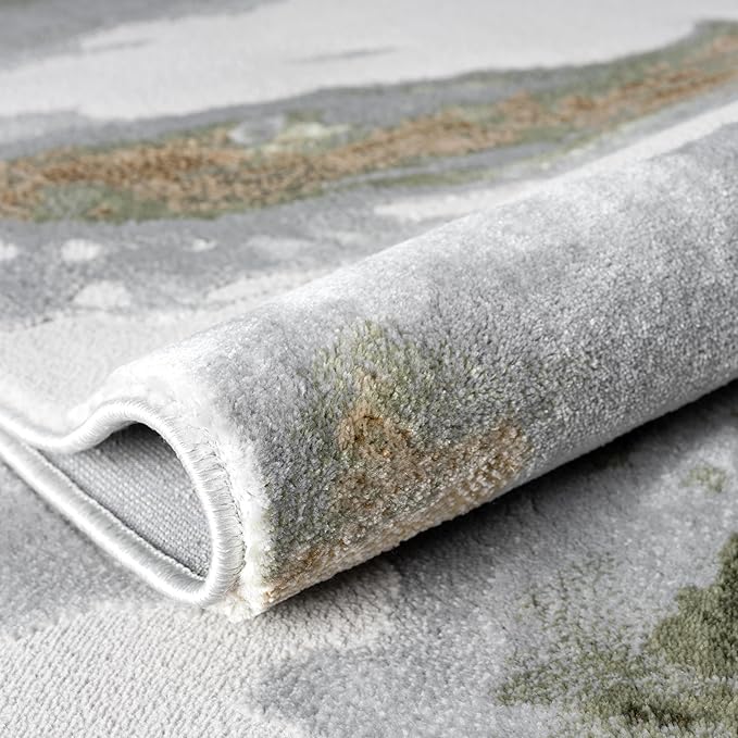 Abani Abstract Grey Green Washable Area Rug – 4' x 6' – Modern Stone-Inspired Design – Regal Collection – Easy to Clean – Durable for High Traffic Areas – Living Room, Bedroom & Office