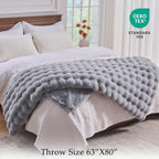 BENVWE Fluffy Faux Fur Throw Blanket for Couch, Soft Plush Thick Cozy Fuzzy Luxury Minky Bubble Blanket for Home Living Room Decor Gift for Women, Light Grey, 63" x 80", 1100GSM